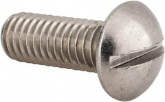 Value Collection - 3/8-16 UNC, 1" Length Under Head Slotted Drive Machine Screw - Round Head, Grade 18-8 Stainless Steel, Uncoated, Without Washer - USA Tool & Supply