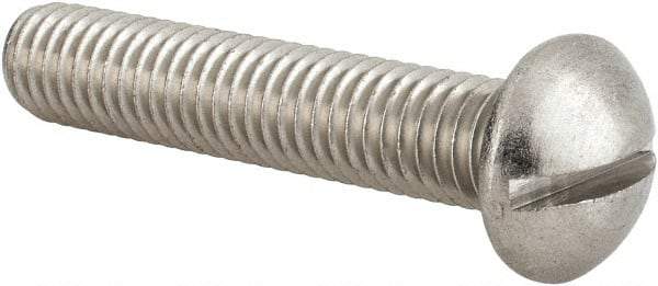 Value Collection - 3/8-16 UNC, 2" Length Under Head Slotted Drive Machine Screw - Round Head, Grade 18-8 Stainless Steel, Uncoated, Without Washer - USA Tool & Supply