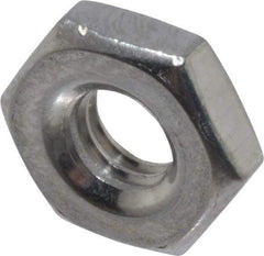 Value Collection - #10-32 UNF Stainless Steel Right Hand Machine Screw Hex Nut - 3/8" Across Flats, 1/8" High, Uncoated - USA Tool & Supply