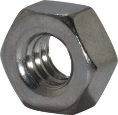 Value Collection - 1/4-20 UNC Stainless Steel Right Hand Hex Nut - 7/16" Across Flats, 7/32" High, Uncoated - USA Tool & Supply
