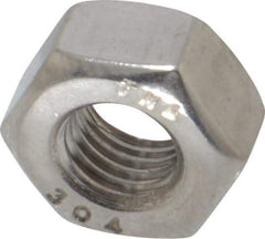 Value Collection - 1/4-28 UNF Stainless Steel Right Hand Hex Nut - 7/16" Across Flats, 7/32" High, Uncoated - USA Tool & Supply