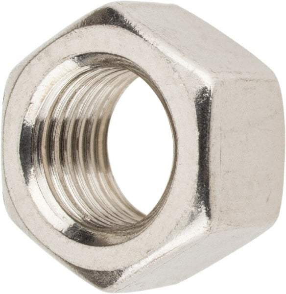 Value Collection - 3/8-24 UNF Stainless Steel Right Hand Hex Nut - 9/16" Across Flats, 21/64" High, Uncoated - USA Tool & Supply