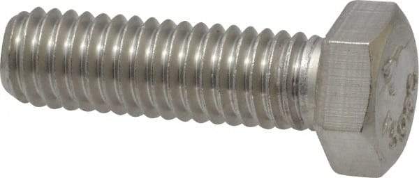 Value Collection - 3/8-16 UNC, 1-1/4" Length Under Head Hex Head Cap Screw - Grade 18-8 Stainless Steel, 9/16" Hex - USA Tool & Supply