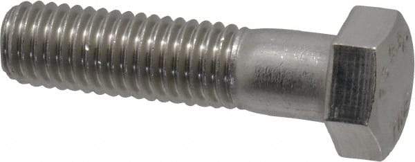 Value Collection - 1/2-13 UNC, 2" Length Under Head Hex Head Cap Screw - Grade 18-8 Stainless Steel, 3/4" Hex - USA Tool & Supply
