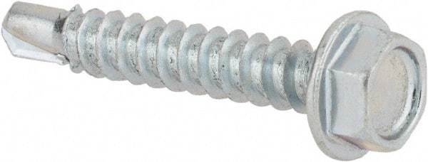 Value Collection - #8, Hex Washer Head, Hex Drive, 1" Length Under Head, #2 Point, Self Drilling Screw - Steel, Zinc-Plated Finish - USA Tool & Supply