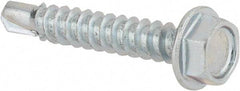 Value Collection - #8, Hex Washer Head, Hex Drive, 1" Length Under Head, #2 Point, Self Drilling Screw - Steel, Zinc-Plated Finish - USA Tool & Supply