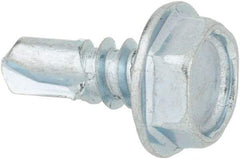 Value Collection - #10, Hex Washer Head, Hex Drive, 1/2" Length Under Head, #2 Point, Self Drilling Screw - Steel, Zinc-Plated Finish - USA Tool & Supply