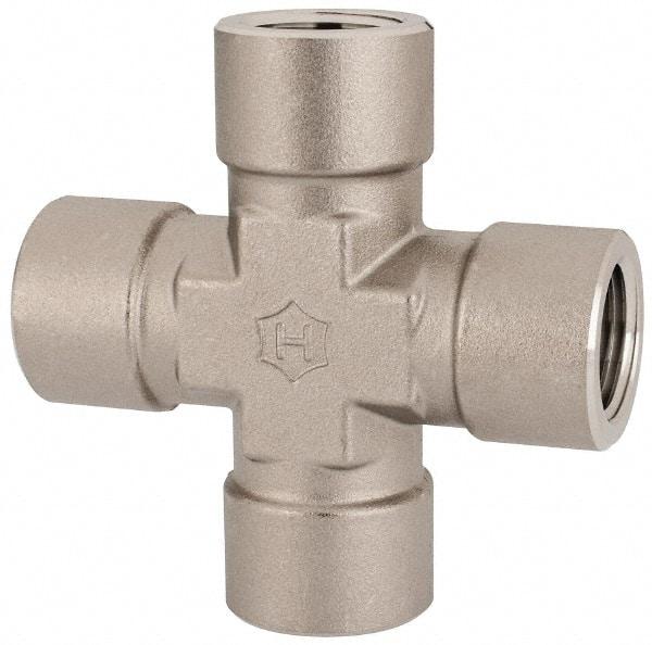 Ham-Let - 1/2" Grade 316 Stainless Steel Pipe Cross - FNPT End Connections, 4,600 psi - USA Tool & Supply