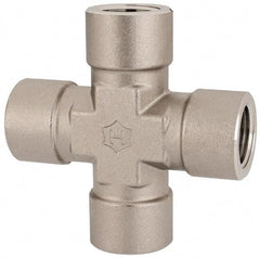 Ham-Let - 1/2" Grade 316 Stainless Steel Pipe Cross - FNPT End Connections, 4,600 psi - USA Tool & Supply