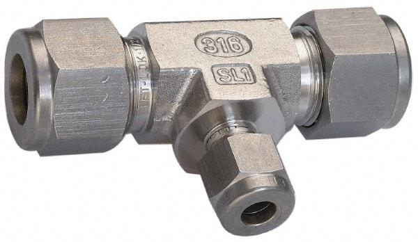 Ham-Let - 3/4 x 3/4 x 3/8" OD, Grade 316Stainless Steel Union Tee - Comp x Comp x Comp Ends - USA Tool & Supply