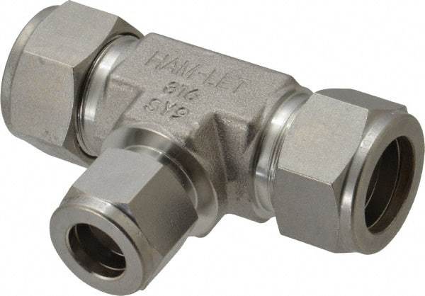 Ham-Let - 3/4 x 3/4 x 1/2" OD, Grade 316Stainless Steel Union Tee - Comp x Comp x Comp Ends - USA Tool & Supply