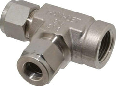 Ham-Let - 1/2" OD, Grade 316Stainless Steel Female Run Tee - Comp x FNPT x Comp Ends - USA Tool & Supply