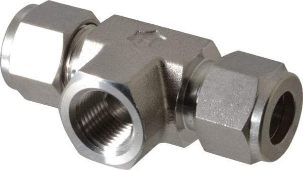 Ham-Let - 1/2" OD, Grade 316Stainless Steel Female Branch Tee - Comp x Comp x FNPT Ends - USA Tool & Supply