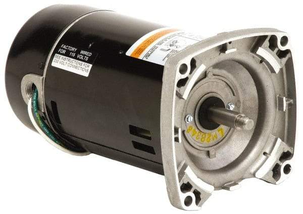 US Motors - 5 hp, ODP Enclosure, Auto Thermal Protection, 3,450 RPM, 208-230 Volt, 60 Hz, Industrial Electric AC/DC Motor - Size 56 Frame, C-Face Mount, 1 Speed, Ball Bearings, B Class Insulation, CCW Drive End - USA Tool & Supply