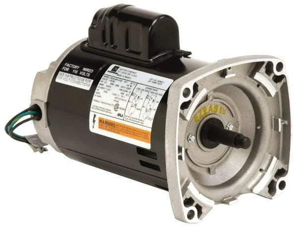 US Motors - 1/2 hp, ODP Enclosure, Auto Thermal Protection, 3,450 RPM, 115/230 Volt, 60 Hz, Industrial Electric AC/DC Motor - Size 56 Frame, Square Flange Mount, 1 Speed, Ball Bearings, 8.6/4.3 Full Load Amps, B Class Insulation, CCW Drive End - USA Tool & Supply