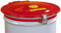 Justrite - 55 Gal, Steel Drum Cover - Hinged Manual-Closing Drum Cover - USA Tool & Supply