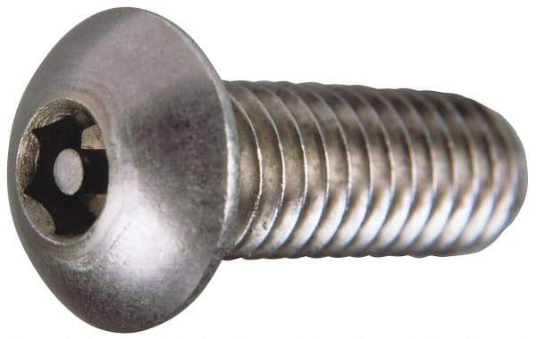 Value Collection - #6-32 UNC Pin In Hex Socket Drive, Button Screw - Grade 18-8 Stainless Steel, Uncoated, 3/4" Length Under Head - USA Tool & Supply