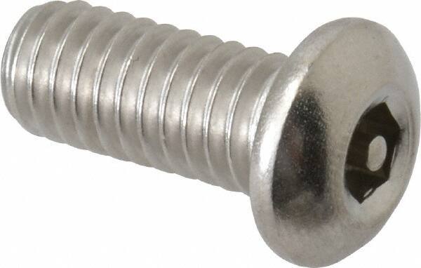 Value Collection - 5/16-18 UNC Pin In Hex Socket Drive, Button Screw - Grade 18-8 Stainless Steel, Uncoated, 3/4" Length Under Head - USA Tool & Supply