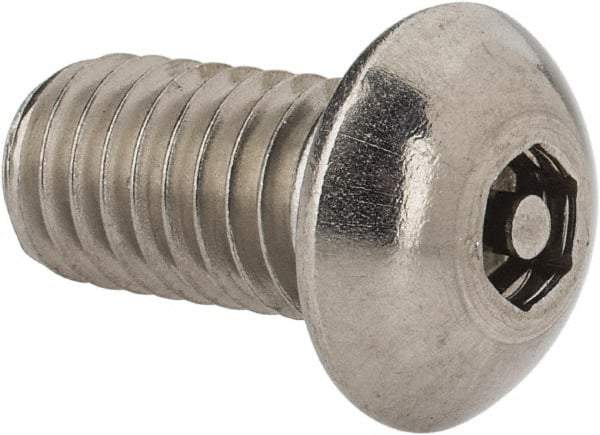 Value Collection - 3/8-16 UNC Pin In Hex Socket Drive, Button Screw - Grade 18-8 Stainless Steel, Uncoated, 3/4" Length Under Head - USA Tool & Supply