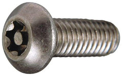 Value Collection - #10-32 UNF Pin In Torx Drive, Button Screw - Grade 18-8 Stainless Steel, Uncoated, 1/2" Length Under Head - USA Tool & Supply