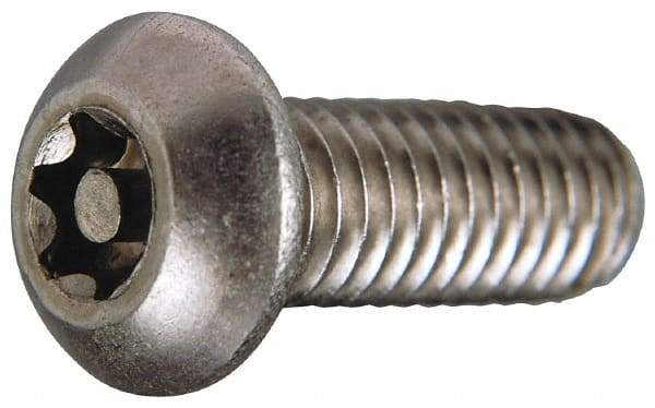 Value Collection - #6-32 UNC Pin In Torx Drive, Button Screw - Grade 18-8 Stainless Steel, Uncoated, 1/2" Length Under Head - USA Tool & Supply