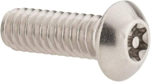 Value Collection - 1/4-20 UNC Pin In Torx Drive, Button Screw - Grade 18-8 Stainless Steel, Uncoated, 3/4" Length Under Head - USA Tool & Supply