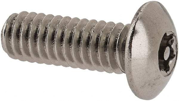 Value Collection - #8-32 UNC Pin In Torx Drive, Button Screw - Grade 18-8 Stainless Steel, Uncoated, 1/2" Length Under Head - USA Tool & Supply
