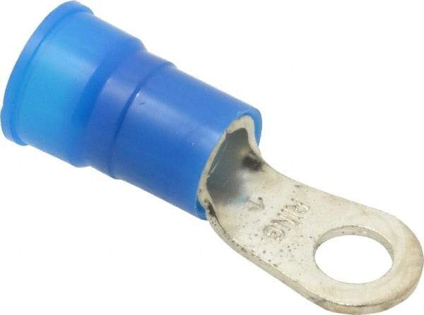 3M - 6 AWG Partially Insulated Crimp Connection Circular Ring Terminal - 1/4" Stud, Copper Contact - USA Tool & Supply