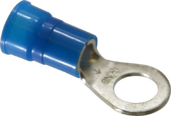 3M - 6 AWG Partially Insulated Crimp Connection Circular Ring Terminal - 3/8" Stud, Copper Contact - USA Tool & Supply