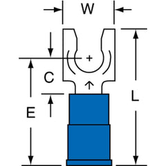 3M - #10 Stud, 16 to 14 AWG Compatible, Partially Insulated, Crimp Connection, Standard Fork Terminal - USA Tool & Supply