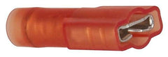 3M - 22 to 18 AWG, Nylon, Fully Insulated, Female Wire Disconnect - 1/4 Inch Wide Tab, Red, RoHS 2011/65/EU Compliant - USA Tool & Supply