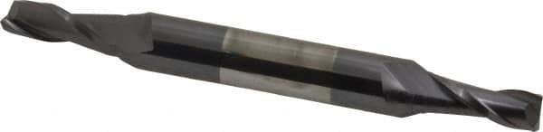 Atrax - 1/4", 5/8" LOC, 3/8" Shank Diam, 3-1/2" OAL, 2 Flute, Solid Carbide Square End Mill - Double End, AlTiN Finish, Spiral Flute, 30° Helix, Centercutting, Right Hand Cut - USA Tool & Supply