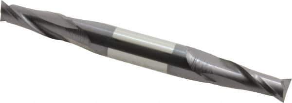 Atrax - 5/16", 3/4" LOC, 3/8" Shank Diam, 3-1/2" OAL, 2 Flute, Solid Carbide Square End Mill - Double End, AlTiN Finish, Spiral Flute, 30° Helix, Centercutting, Right Hand Cut - USA Tool & Supply
