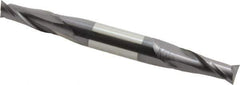 Atrax - 5/16", 3/4" LOC, 3/8" Shank Diam, 3-1/2" OAL, 2 Flute, Solid Carbide Square End Mill - Double End, AlTiN Finish, Spiral Flute, 30° Helix, Centercutting, Right Hand Cut - USA Tool & Supply