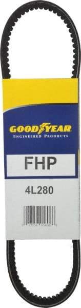 Continental ContiTech - Section 4L, 28" Outside Length, V-Belt - High Traction Rubber, Fractional HP, No. 4L280 - USA Tool & Supply