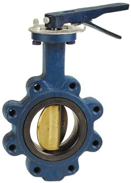 NIBCO - 2-1/2" Pipe, Lug Butterfly Valve - Lever Handle, Cast Iron Body, EPDM Seat, 200 WOG, Aluminum Bronze Disc, Stainless Steel Stem - USA Tool & Supply