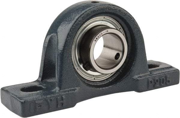 Value Collection - 5-1/2" OALBall Bearing Pillow Block - Cast Iron - USA Tool & Supply