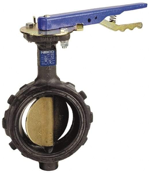 NIBCO - 2-1/2" Pipe, Wafer Butterfly Valve - Lever Handle, Ductile Iron Body, EPDM Seat, 200 WOG, Aluminum Bronze Disc, Stainless Steel Stem - USA Tool & Supply