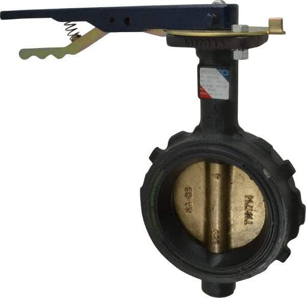 NIBCO - 4" Pipe, Wafer Butterfly Valve - Lever Handle, Ductile Iron Body, Buna-N Seat, 200 WOG, Aluminum Bronze Disc, Stainless Steel Stem - USA Tool & Supply