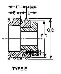 Browning - 1/2 to 1-5/8 Bore Diam, 3-3/4" Outside Diam, QD Bushed V Belt Sheave - 3.0 A Diam Belt Pitch - USA Tool & Supply