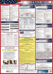 NMC - 24" Wide x 40" High Laminated Paper Labor Law Information Poster - Maine Jurisdiction, 0.03" Thick, English - USA Tool & Supply