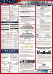 NMC - 24" Wide x 40" High Laminated Paper Labor Law Information Poster - Tennessee Jurisdiction, 0.03" Thick, English - USA Tool & Supply