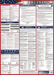 NMC - 24" Wide x 40" High Laminated Paper Labor Law Information Poster - Virginia Jurisdiction, 0.03" Thick, English - USA Tool & Supply