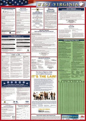 NMC - 24" Wide x 40" High Laminated Paper Labor Law Information Poster - West Virginia Jurisdiction, 0.03" Thick, English - USA Tool & Supply