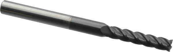 Accupro - 7/32", 1" LOC, 1/4" Shank Diam, 3" OAL, 4 Flute, Solid Carbide Square End Mill - Single End, AlTiN Finish, Spiral Flute, 40° Helix, Centercutting, Right Hand Cut, Right Hand Flute - USA Tool & Supply