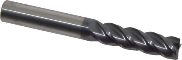 Accupro - 3/8", 1-3/8" LOC, 3/8" Shank Diam, 3" OAL, 4 Flute, Solid Carbide Square End Mill - Single End, AlTiN Finish, Spiral Flute, 40° Helix, Centercutting, Right Hand Cut, Right Hand Flute - USA Tool & Supply