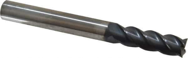 Accupro - 7/16", 1-3/8" LOC, 7/16" Shank Diam, 4" OAL, 4 Flute, Solid Carbide Square End Mill - Single End, AlTiN Finish, Spiral Flute, 40° Helix, Centercutting, Right Hand Cut, Right Hand Flute - USA Tool & Supply