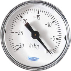 Wika - 1-1/2" Dial, 1/8 Thread, 30-0 Scale Range, Pressure Gauge - Center Back Connection Mount, Accurate to 3-2-3% of Scale - USA Tool & Supply