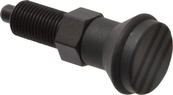 Gibraltar - M10x1, 15mm Thread Length, 5mm Plunger Diam, Knob Handle Indexing Plunger - Plunger Style A, 17mm Body Length, 47mm OAL, Steel - USA Tool & Supply
