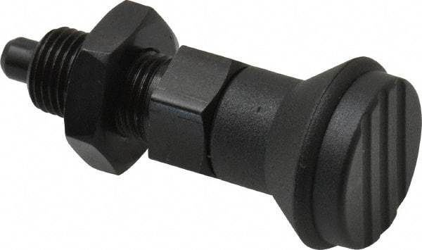 Gibraltar - M10x1, 15mm Thread Length, 5mm Plunger Diam, Knob Handle Indexing Plunger - Plunger Style B, 17mm Body Length, 47mm OAL, Steel - USA Tool & Supply